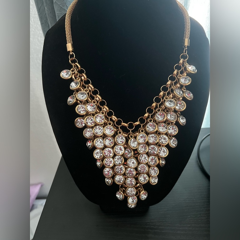 Gold-Tone waterfall bib necklace